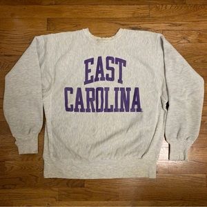 Vtg East Carolina Pirates Champion Reverse Weave Sweatshirt Crew Neck Pullover L